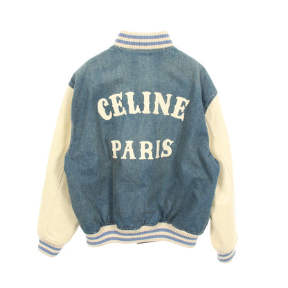 25SS ルーズ トリオンフ テディ トレイルウォッシュ デニム スタジャン コットン レザー ブルー ベージュ セリーヌ アウター CELINE