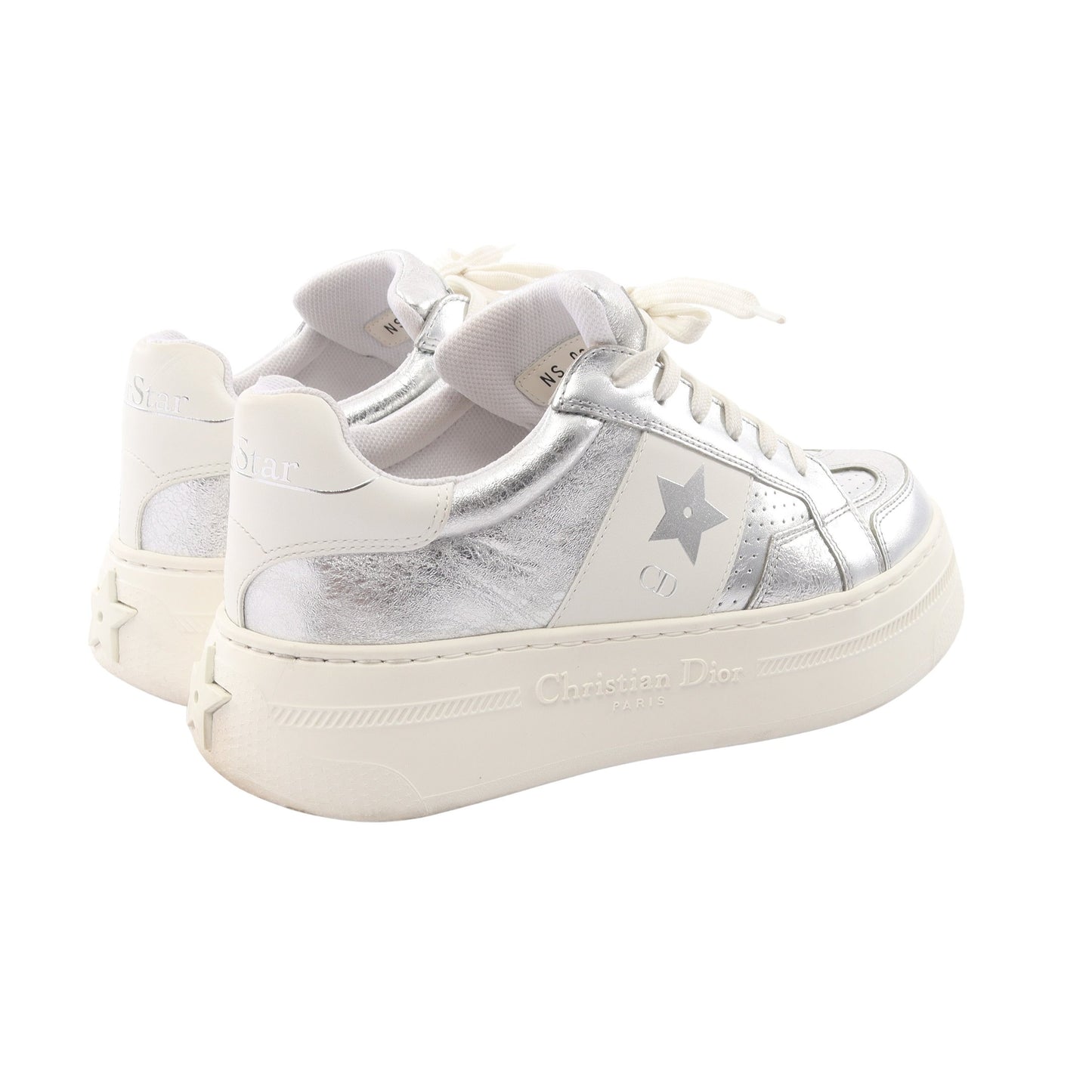 Dior Star プラットフォーム スニーカー レザー シルバー ホワイト クリスチャンディオール