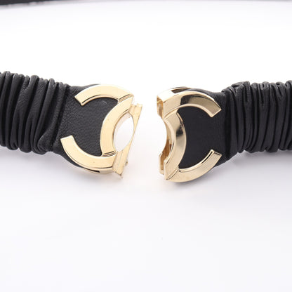 A22C ココマーク チェーン サスペンダー レザー ブラック ゴールド金具 シャネル 財布・小物 CHANEL