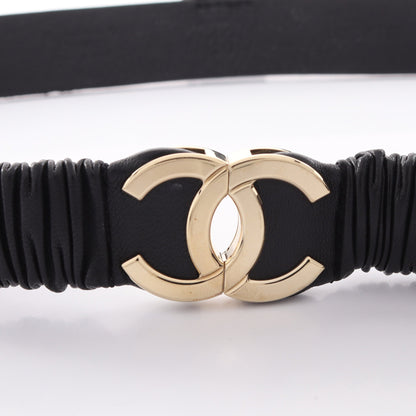 A22C ココマーク チェーン サスペンダー レザー ブラック ゴールド金具 シャネル 財布・小物 CHANEL