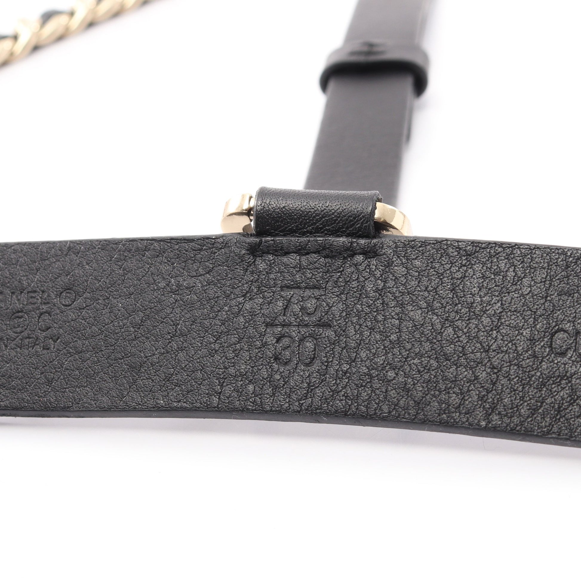 A22C ココマーク チェーン サスペンダー レザー ブラック ゴールド金具 シャネル 財布・小物 CHANEL