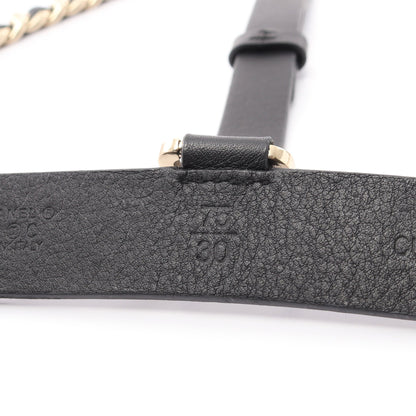 A22C ココマーク チェーン サスペンダー レザー ブラック ゴールド金具 シャネル 財布・小物 CHANEL
