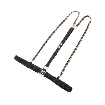 A22C ココマーク チェーン サスペンダー レザー ブラック ゴールド金具 シャネル 財布・小物 CHANEL