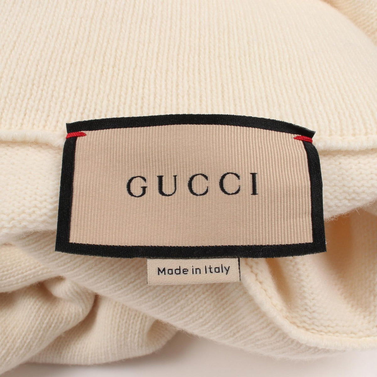 GGパッチ タートルネック ニットワンピース ウール カシミヤ アイボリー グッチ ワンピース GUCCI