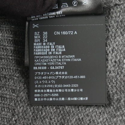 ロゴ刺繍 半袖 ショート丈 ニット ウール カシミヤ グレー プラダ