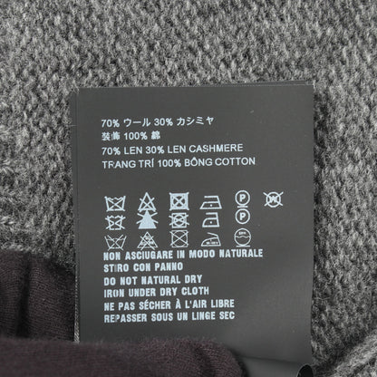 ロゴ刺繍 半袖 ショート丈 ニット ウール カシミヤ グレー プラダ