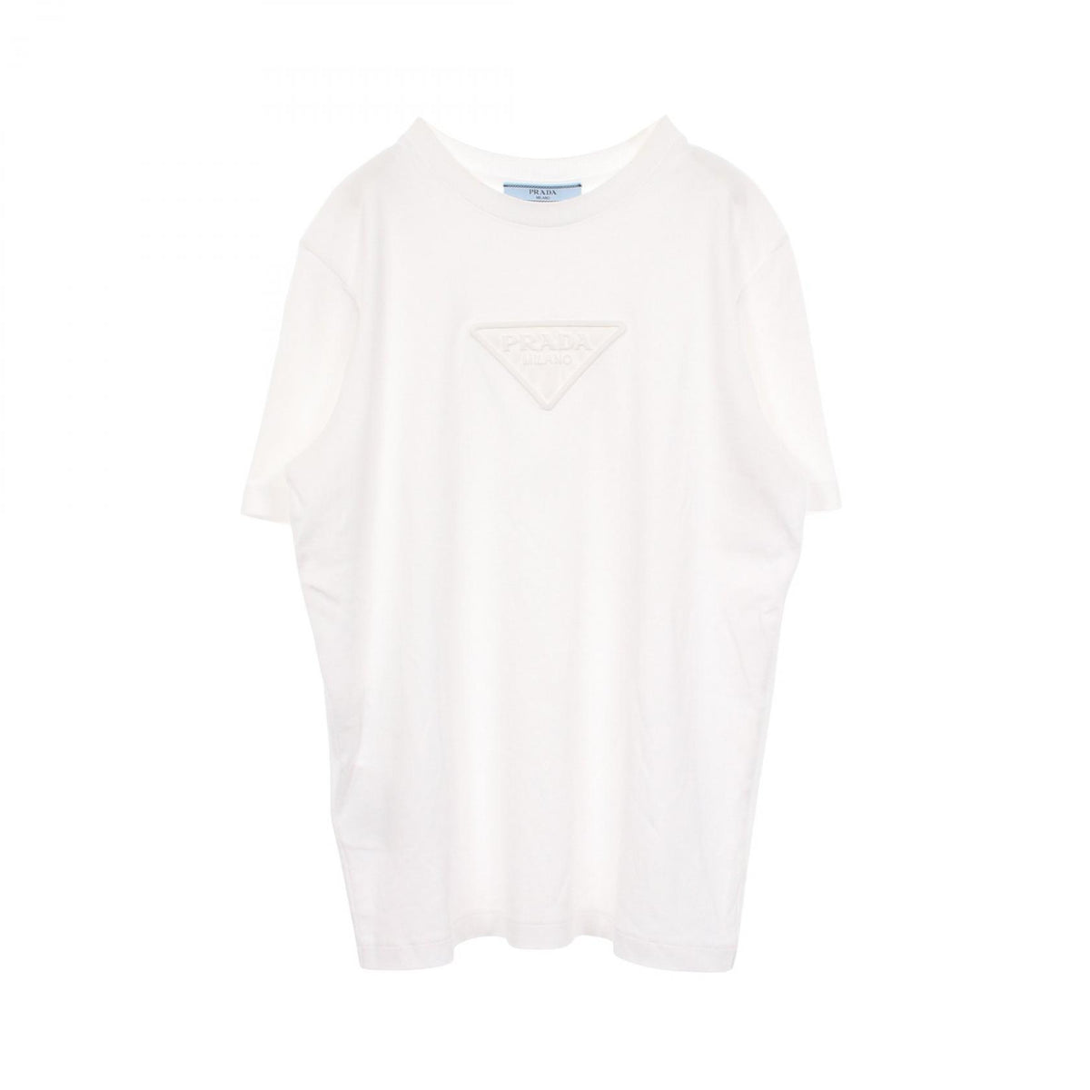 トライアングルロゴ 半袖Tシャツ コットン ホワイト プラダ トップス PRADA
