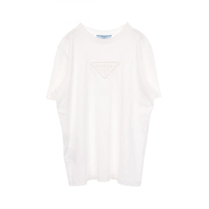 トライアングルロゴ 半袖Tシャツ コットン ホワイト プラダ トップス PRADA