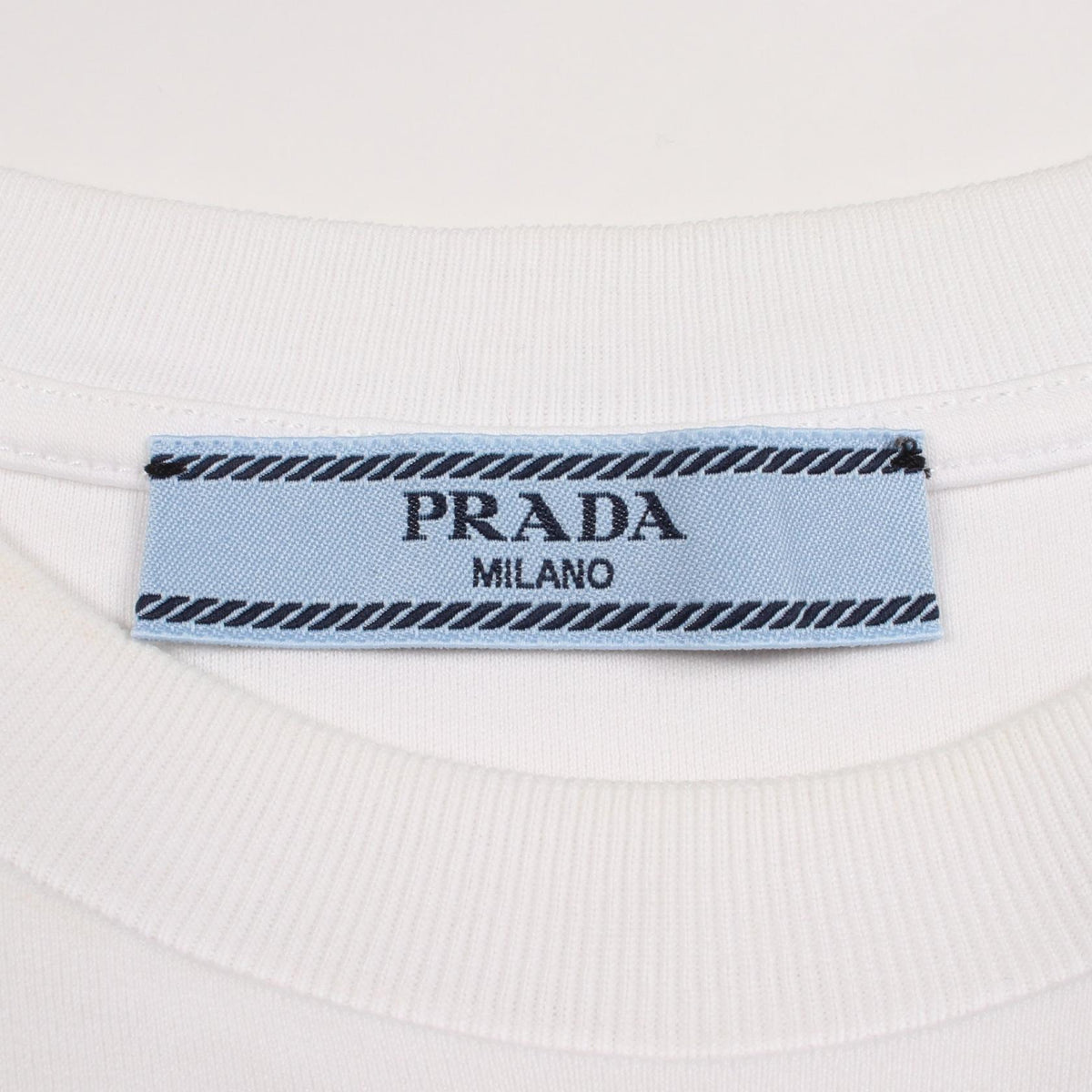 トライアングルロゴ 半袖Tシャツ コットン ホワイト プラダ トップス PRADA