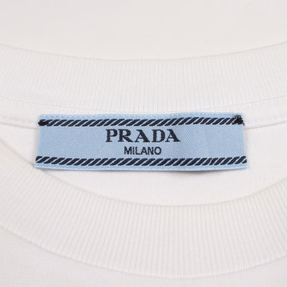 トライアングルロゴ 半袖Tシャツ コットン ホワイト プラダ トップス PRADA
