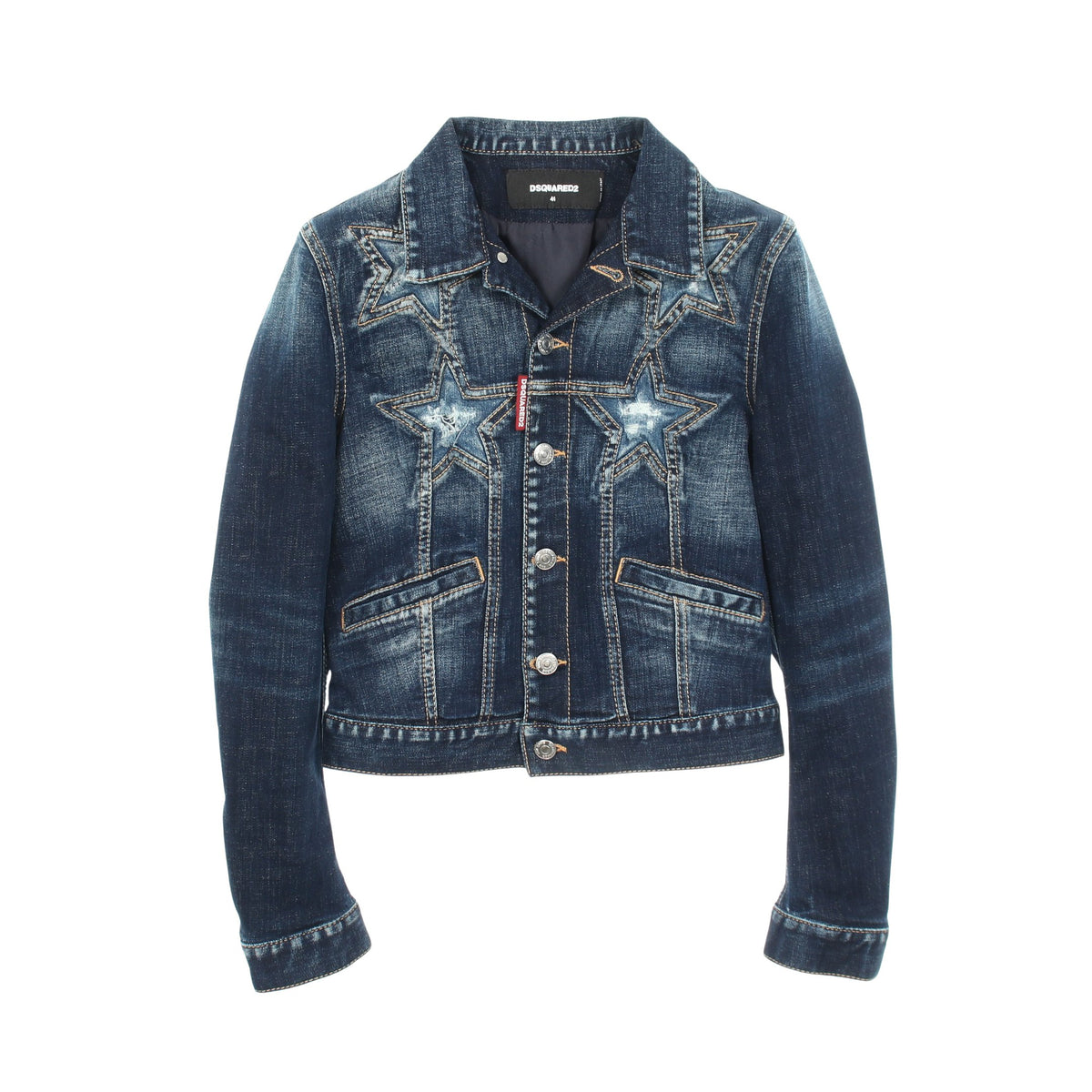 Medium Super Star Wash Classic Jeans Jacket ダメージ加工 デニムジャケット コットン インディゴブルー ディースクエアード アウター DSQUARED2