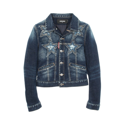 Medium Super Star Wash Classic Jeans Jacket ダメージ加工 デニムジャケット コットン インディゴブルー ディースクエアード アウター DSQUARED2