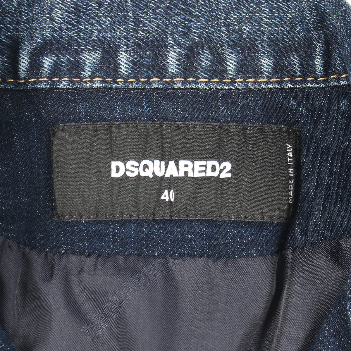 Medium Super Star Wash Classic Jeans Jacket ダメージ加工 デニムジャケット コットン インディゴブルー ディースクエアード アウター DSQUARED2
