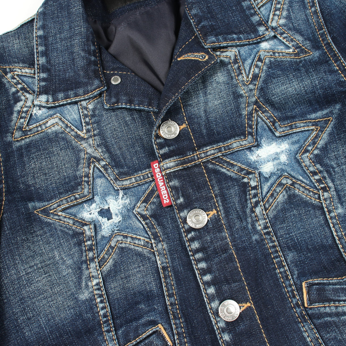 Medium Super Star Wash Classic Jeans Jacket ダメージ加工 デニムジャケット コットン インディゴブルー ディースクエアード アウター DSQUARED2