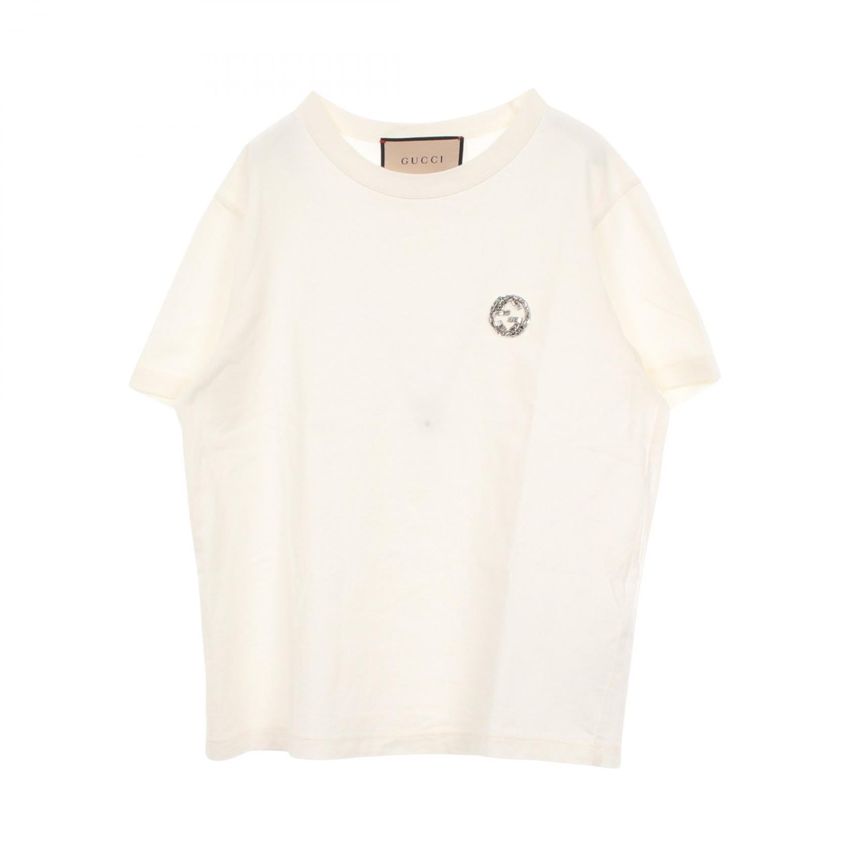 インターロッキングG ビジュー 半袖Tシャツ コットン ホワイト グッチ トップス GUCCI