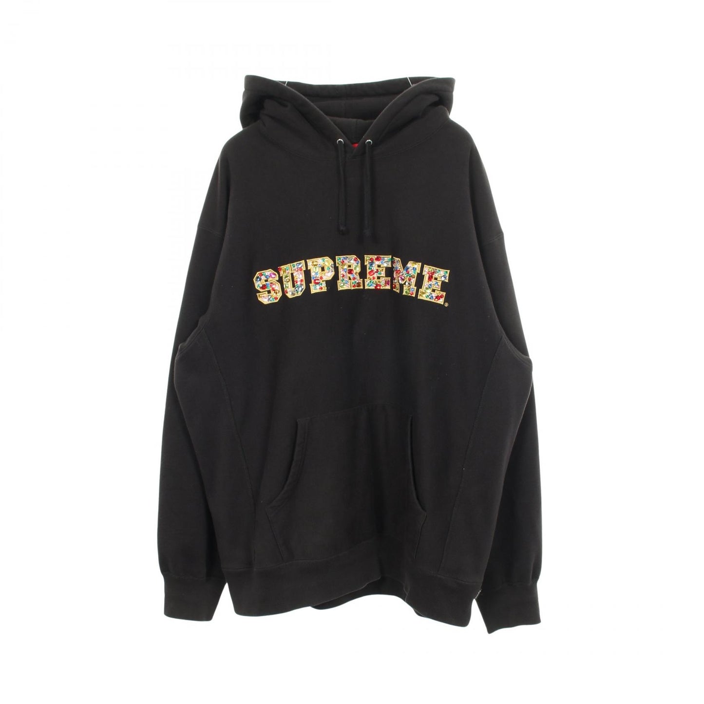 Jewels Hooded Sweatshirt ロゴ ビジュー プルオーバーパーカー コットン ブラック シュプリーム トップス Supreme