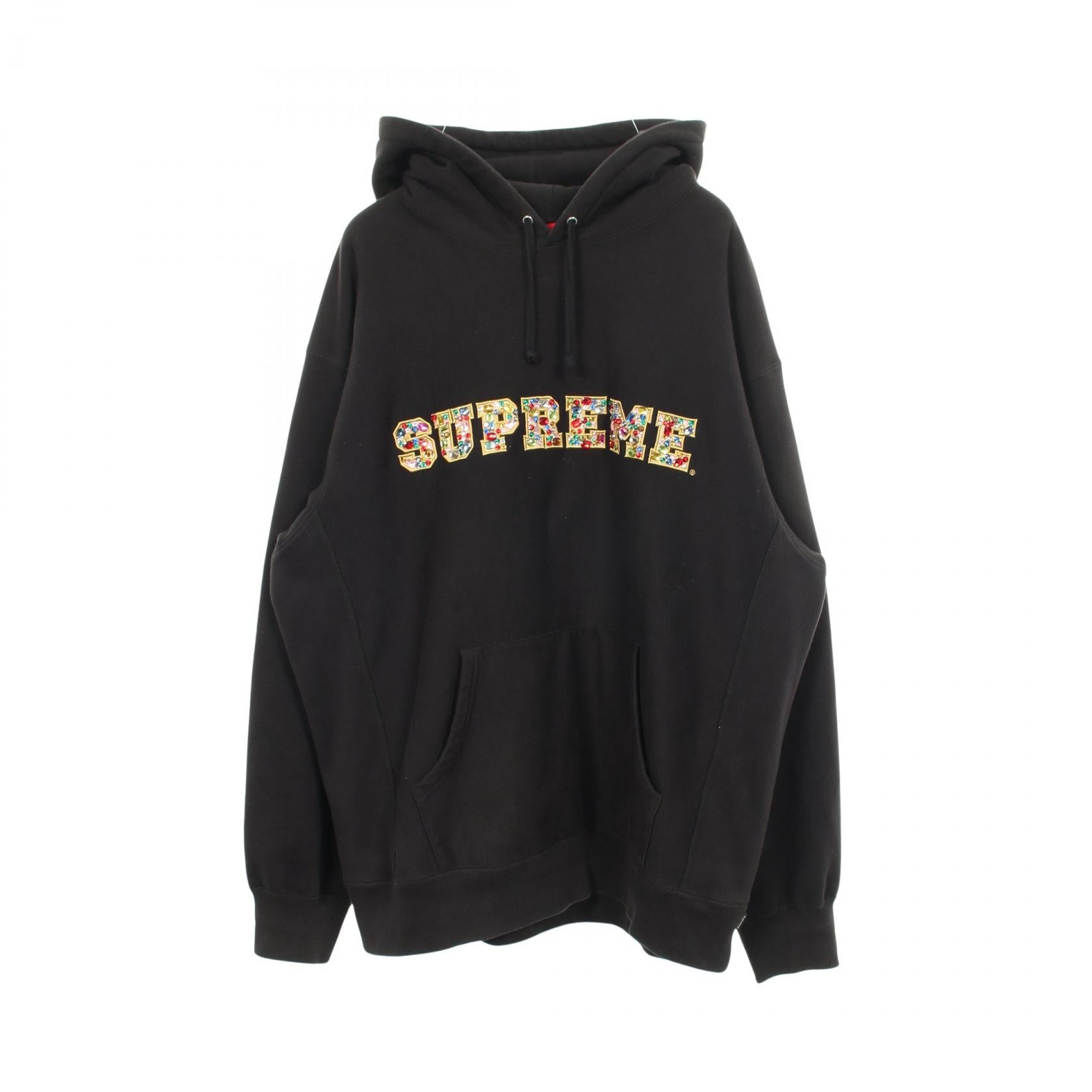 Jewels Hooded Sweatshirt ロゴ ビジュー プルオーバーパーカー コットン ブラック シュプリーム トップス Supreme