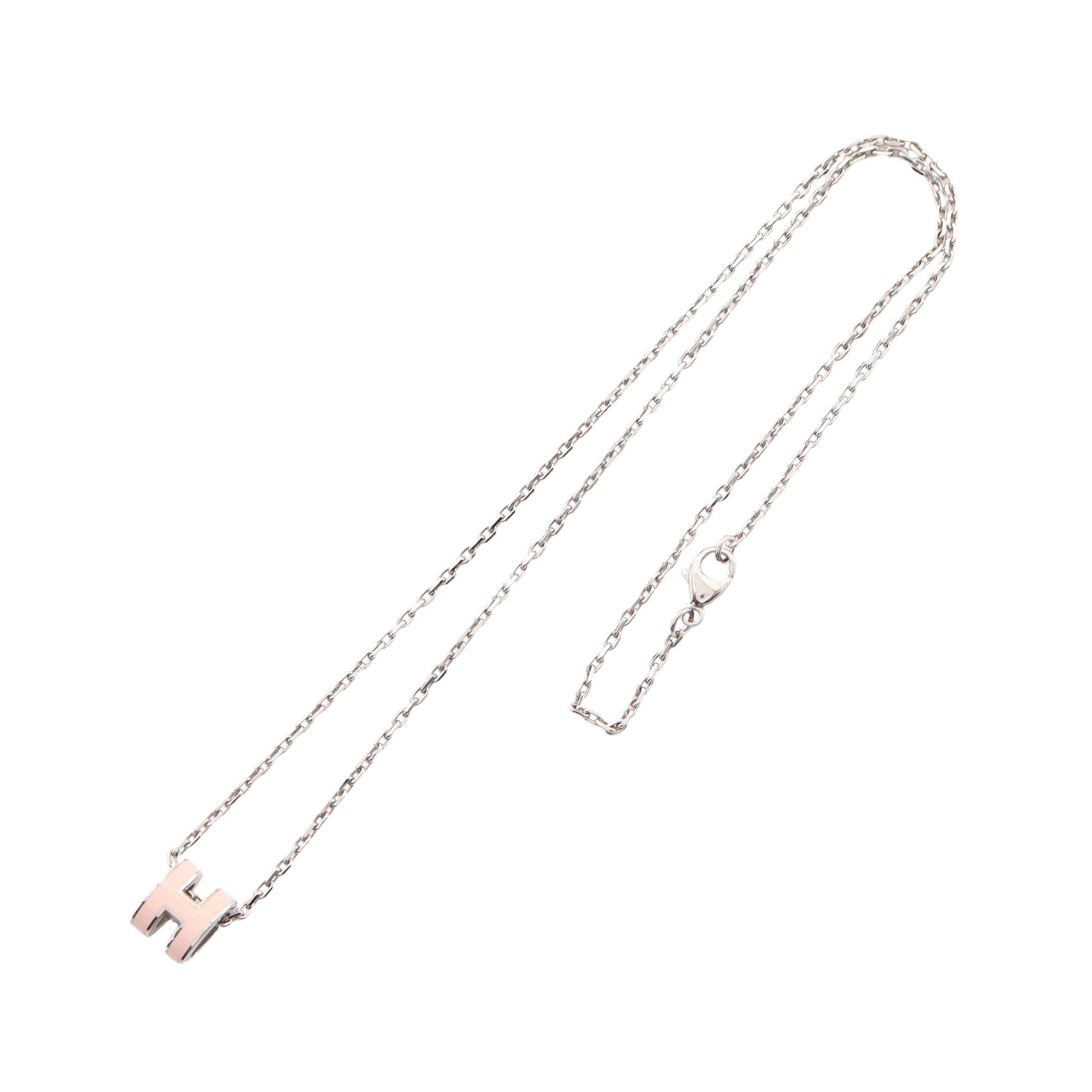 MINI POP H ミニポップアッシュ ネックレス シルバー ライトピンク エルメス アクセサリー HERMES