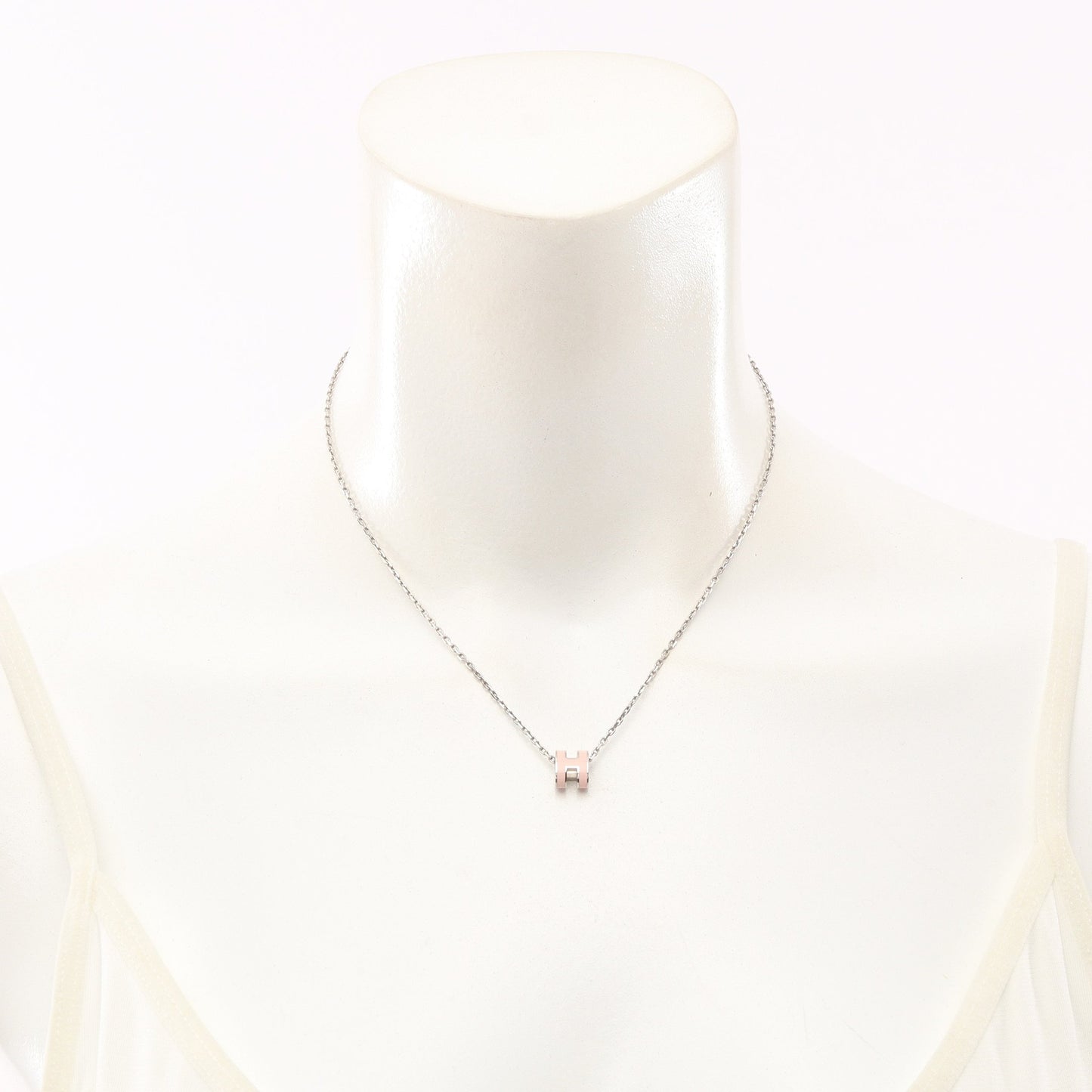 MINI POP H ミニポップアッシュ ネックレス シルバー ライトピンク エルメス アクセサリー HERMES