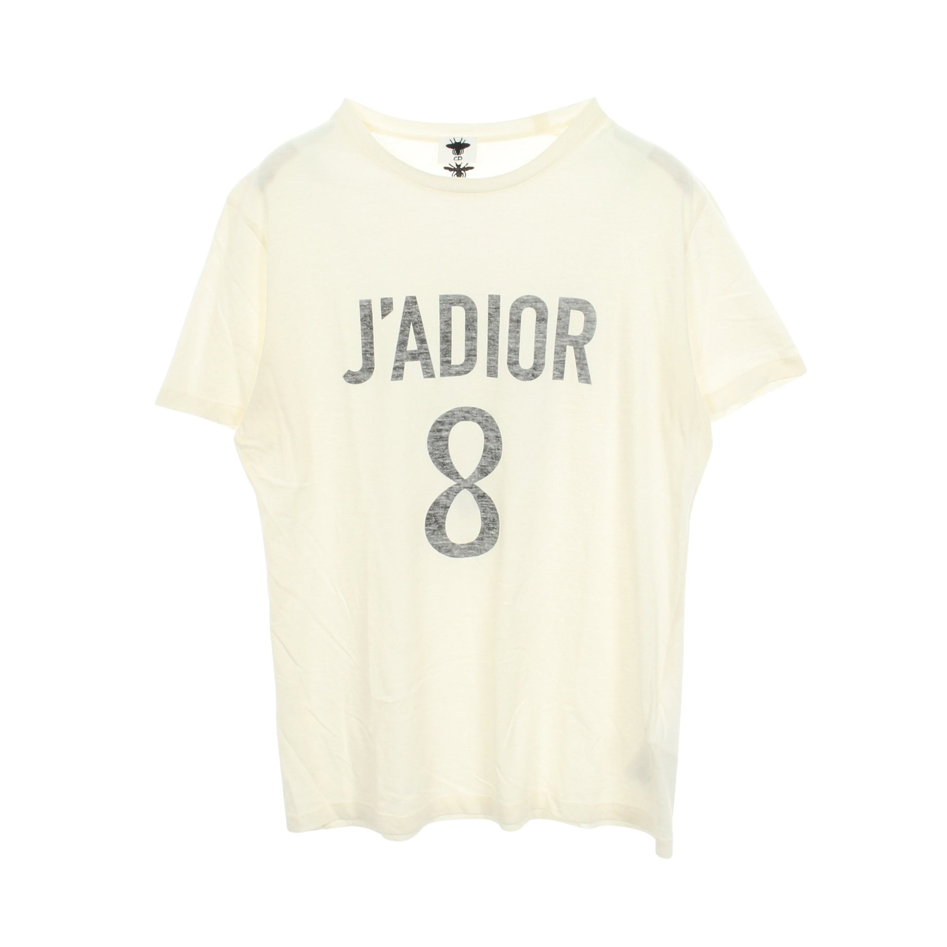 J'ADIOR ロゴプリント クルーネック 半袖Tシャツ コットン リネン ホワイト クリスチャンディオール トップス Christian Dior