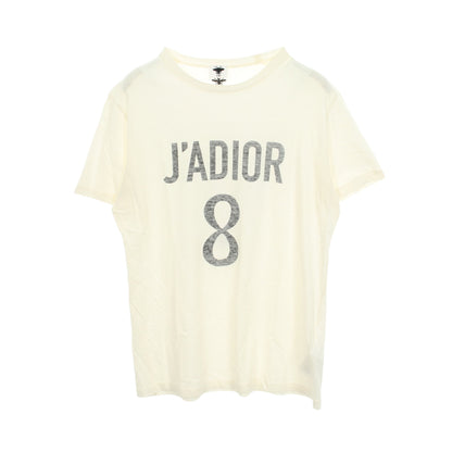 J'ADIOR ロゴプリント クルーネック 半袖Tシャツ コットン リネン ホワイト クリスチャンディオール トップス Christian Dior