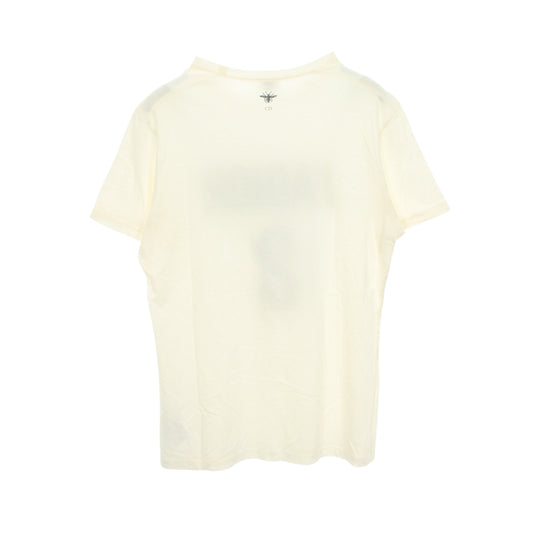 J'ADIOR ロゴプリント クルーネック 半袖Tシャツ コットン リネン ホワイト クリスチャンディオール トップス Christian Dior