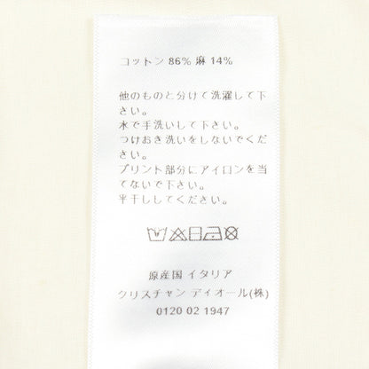 J'ADIOR ロゴプリント クルーネック 半袖Tシャツ コットン リネン ホワイト クリスチャンディオール トップス Christian Dior