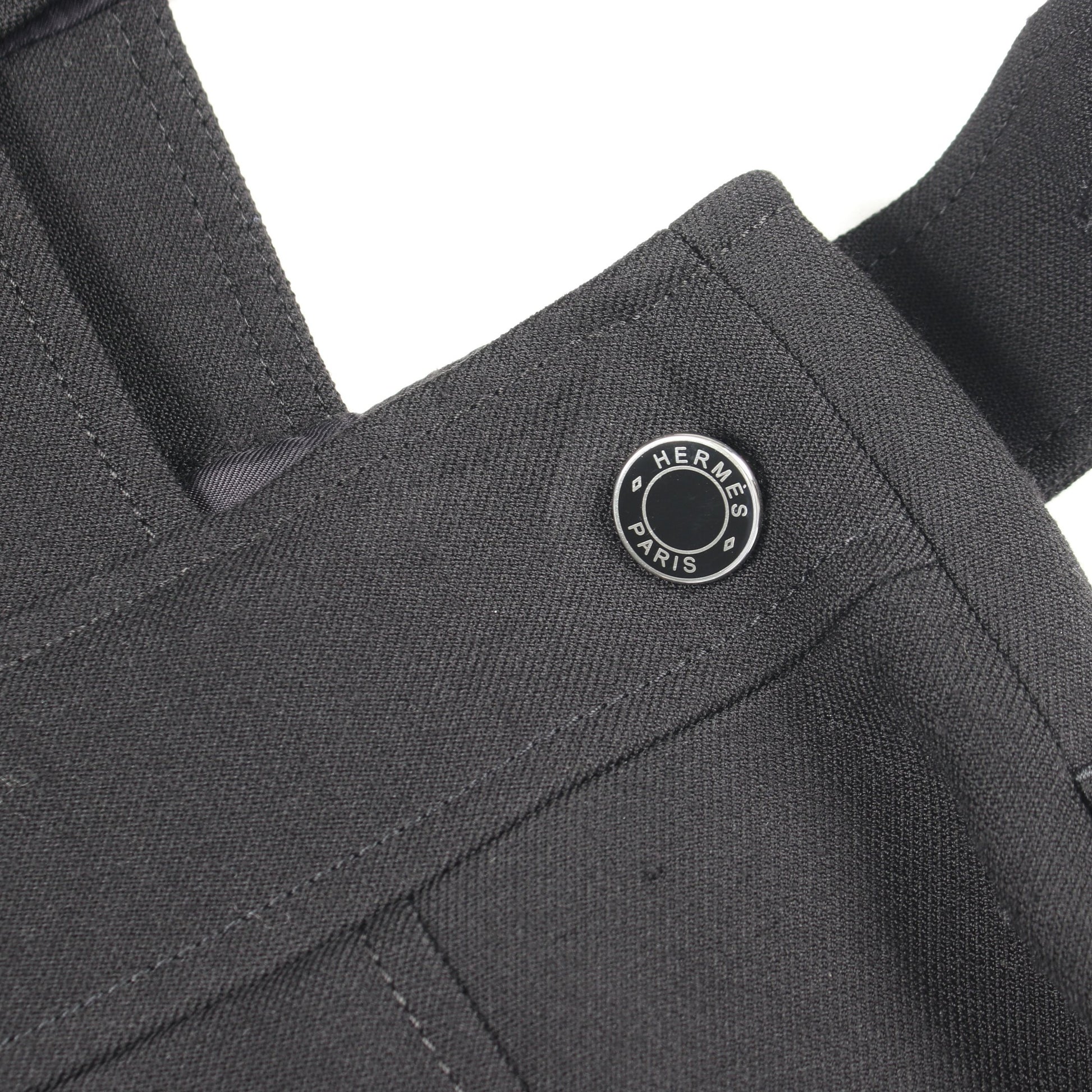 セリエボタン ワイドレッグ サロペット ウール ブラック エルメス ワンピース HERMES