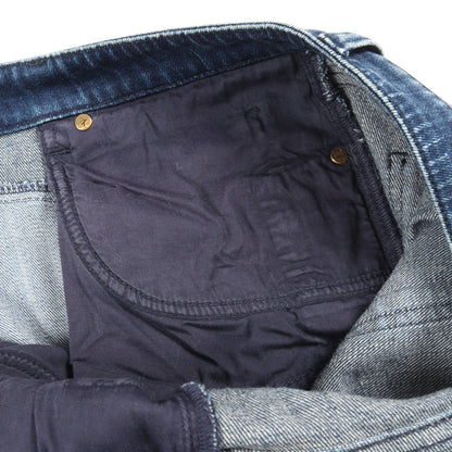 パッチワーク デニムパンツ コットン インディゴブルー ルイヴィトン