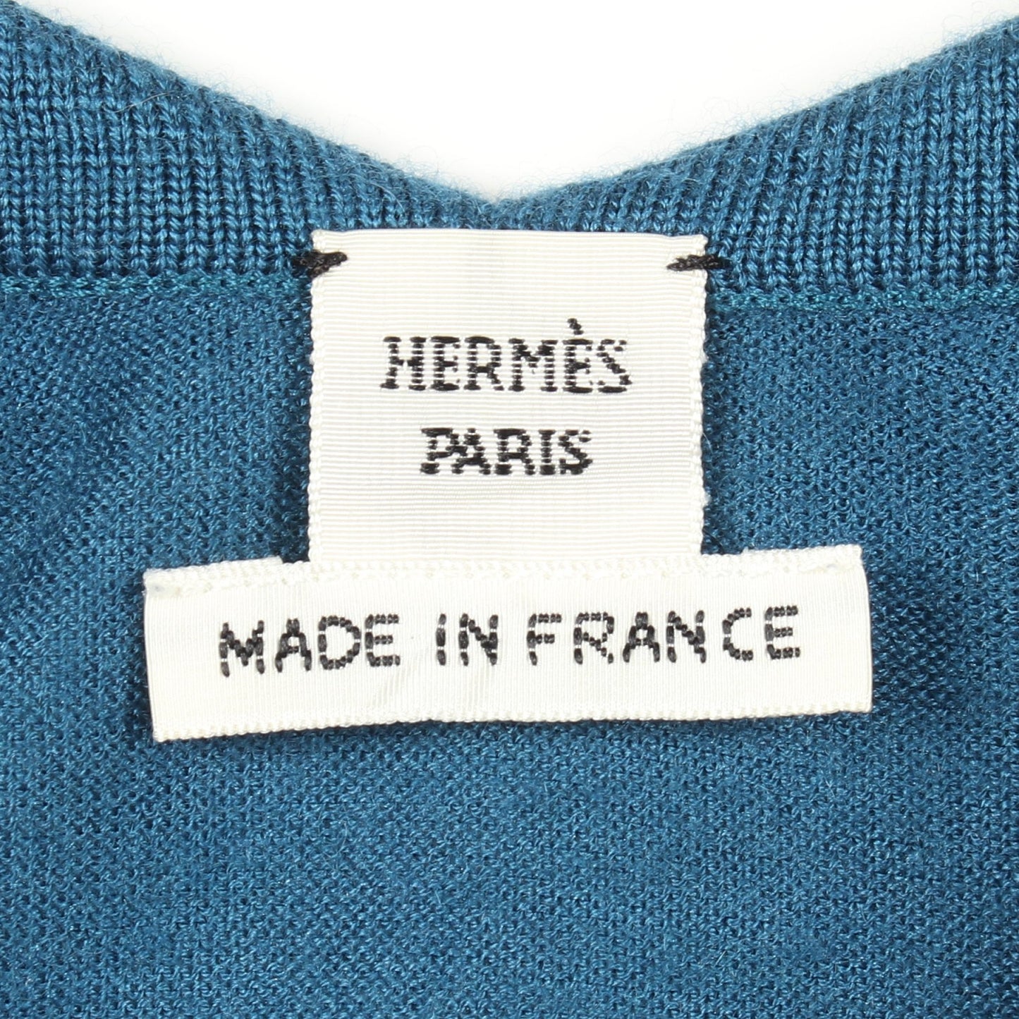 ツイルレーヌ Cliquetis Finesse スカーフ切替 半袖 ニット シルク カシミヤ アイボリー ブルー エルメス