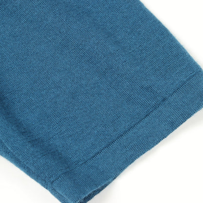 ツイルレーヌ Cliquetis Finesse スカーフ切替 半袖 ニット シルク カシミヤ アイボリー ブルー エルメス