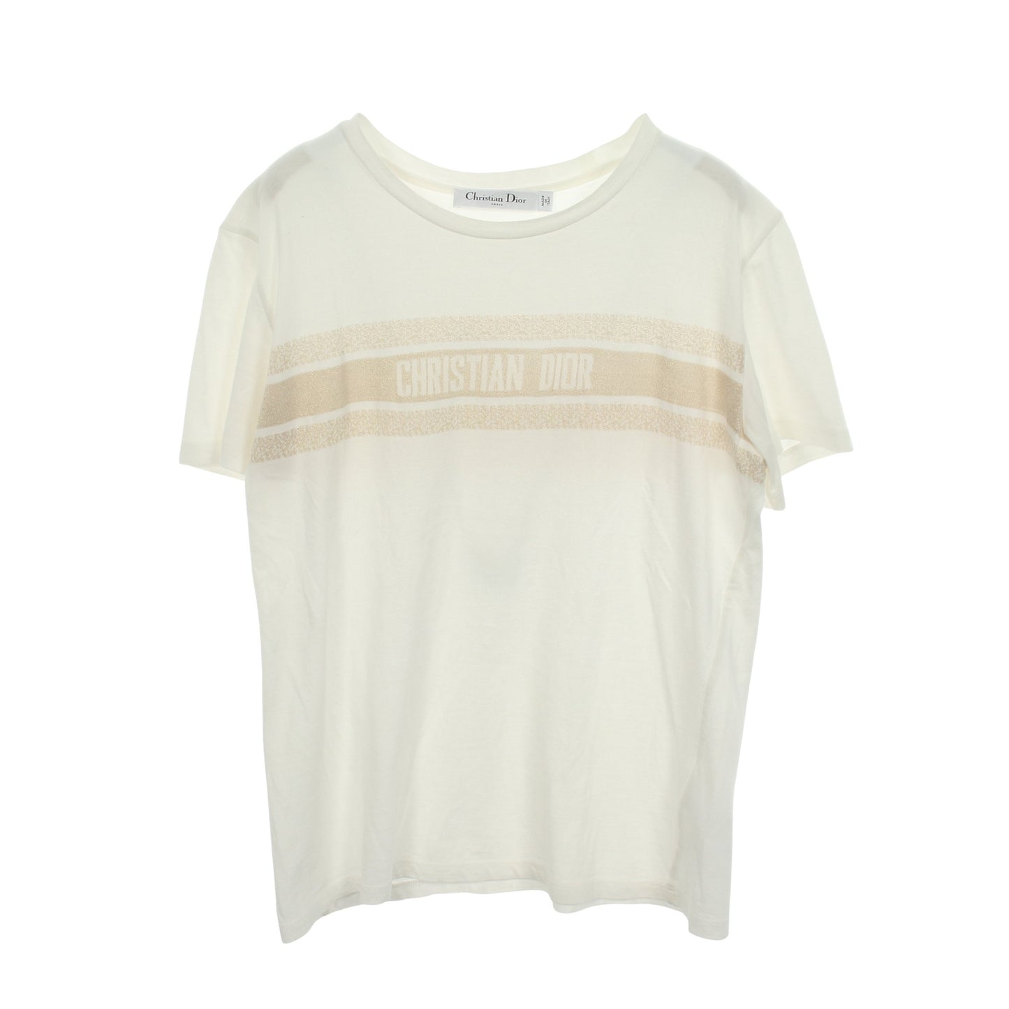シグネチャーバンド 半袖Tシャツ コットン ホワイト ゴールド クリスチャンディオール トップス Christian Dior
