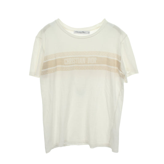 シグネチャーバンド 半袖Tシャツ コットン ホワイト ゴールド クリスチャンディオール トップス Christian Dior