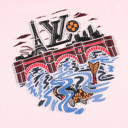 インターシャ グラフィック 半袖Tシャツ コットン ピンク ルイヴィトン