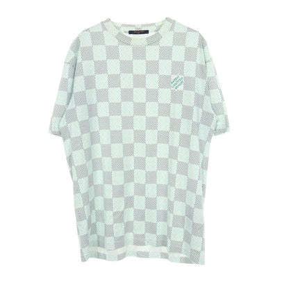 ダミエモノグラム クルーネック 半袖Tシャツ コットン ホワイト ライトグリーン ルイヴィトン