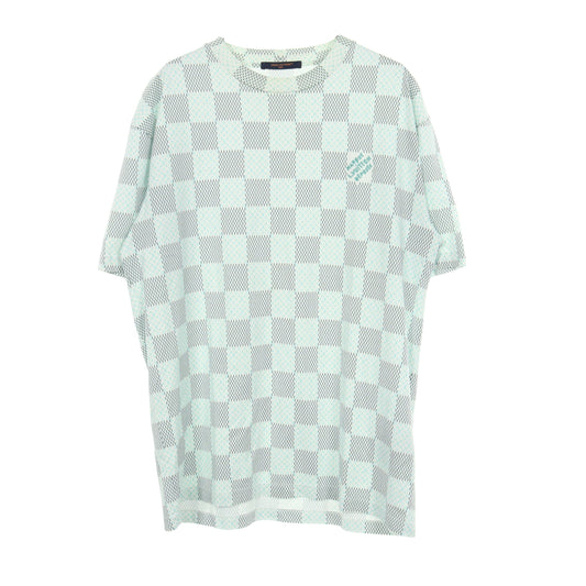 ダミエモノグラム クルーネック 半袖Tシャツ コットン ホワイト ライトグリーン ルイヴィトン