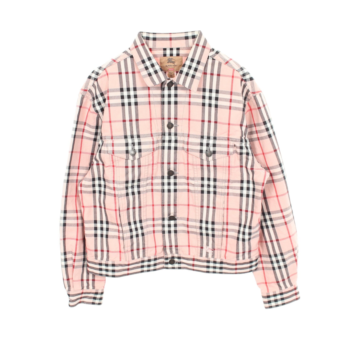 Supreme × BURBERRY Denim Trucker Jacket チェック デニムジャケット コットン ピンク マルチカラー シュプリーム
