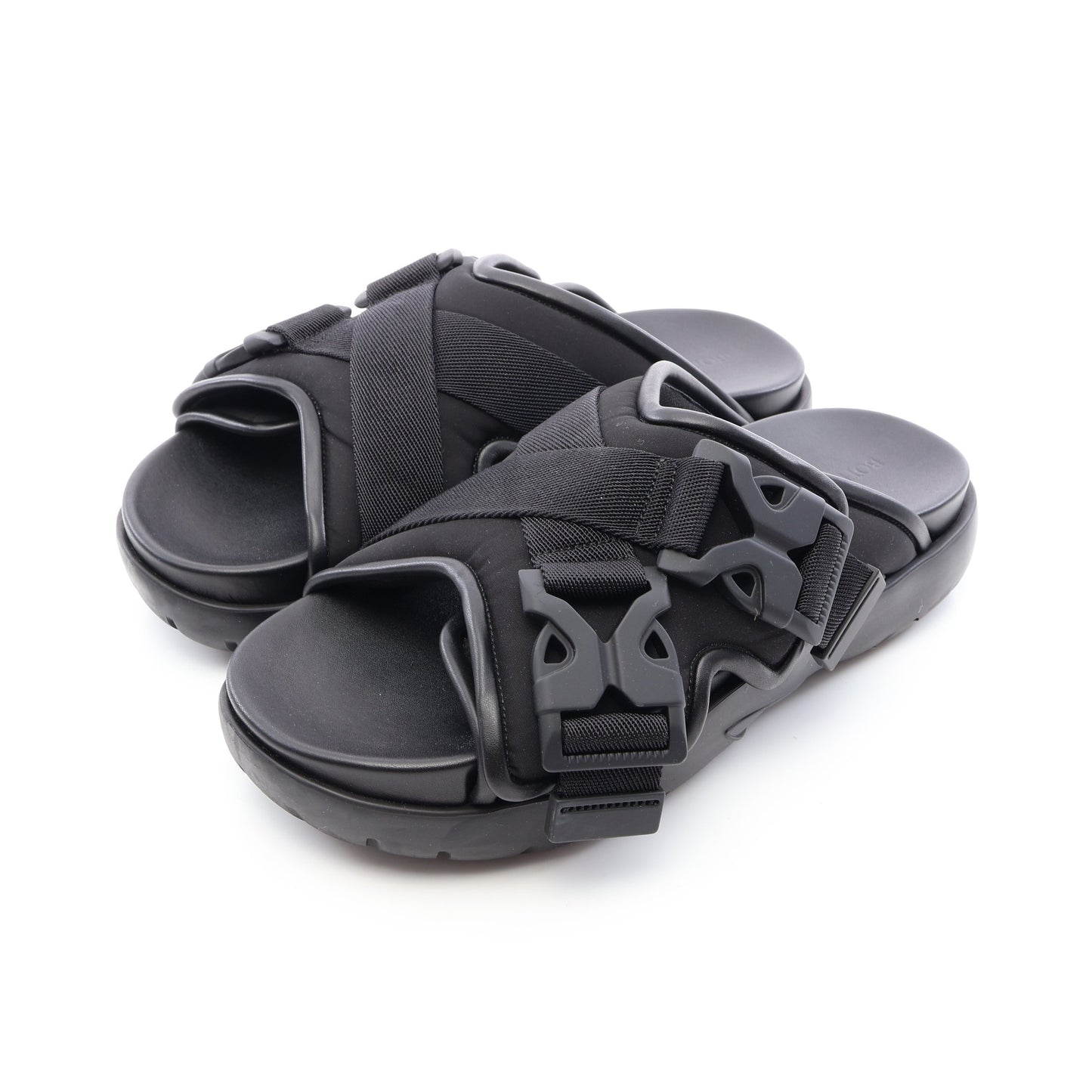 SNAP SLIDE SANDAL スライドサンダル ファブリック レザー ブラック ボッテガヴェネタ