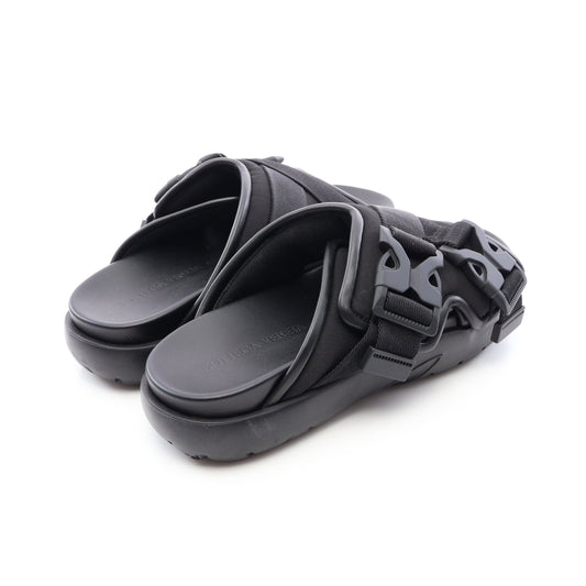 SNAP SLIDE SANDAL スライドサンダル ファブリック レザー ブラック ボッテガヴェネタ