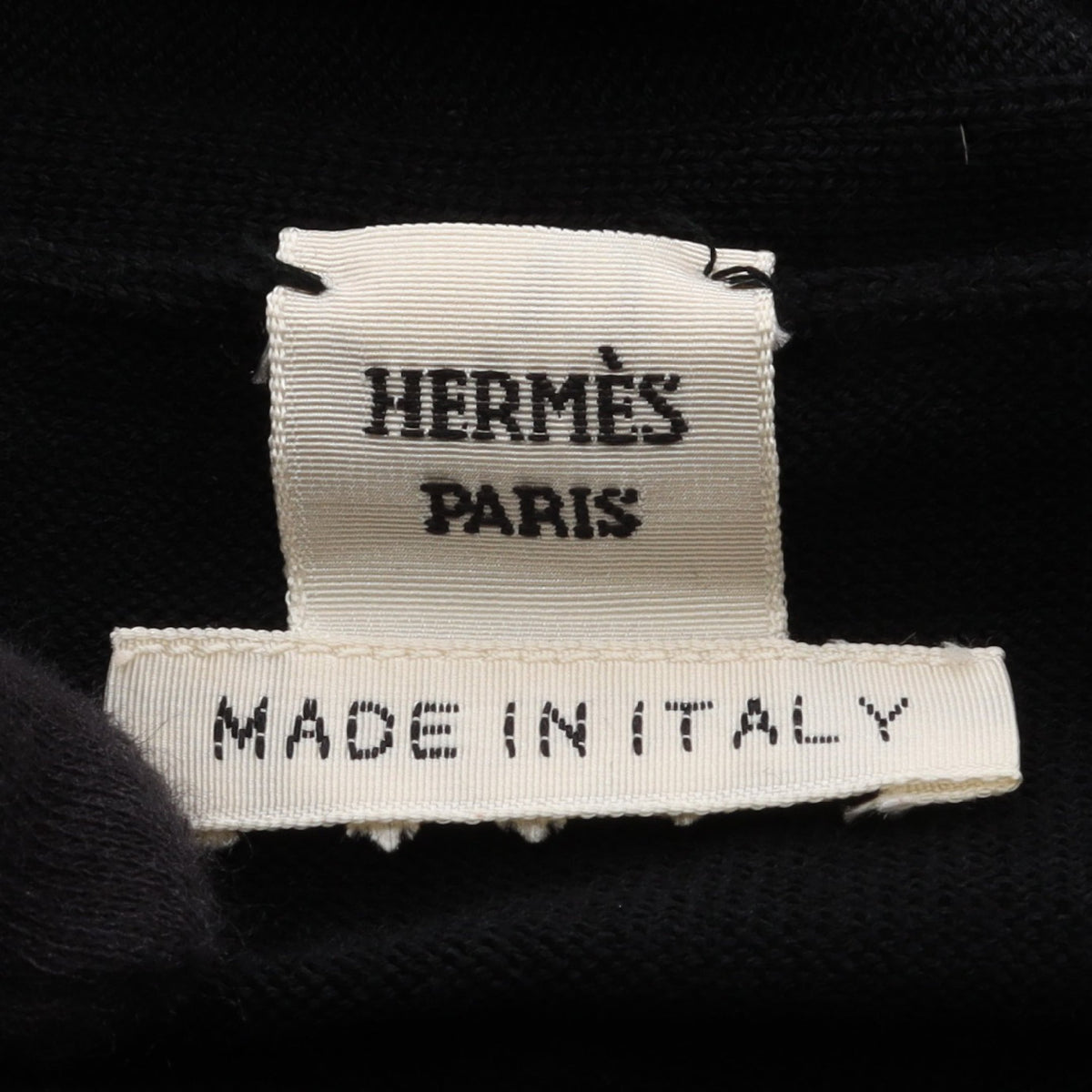 ハイネック ボウタイ ニット ウール ブラック ネイビー エルメス トップス HERMES