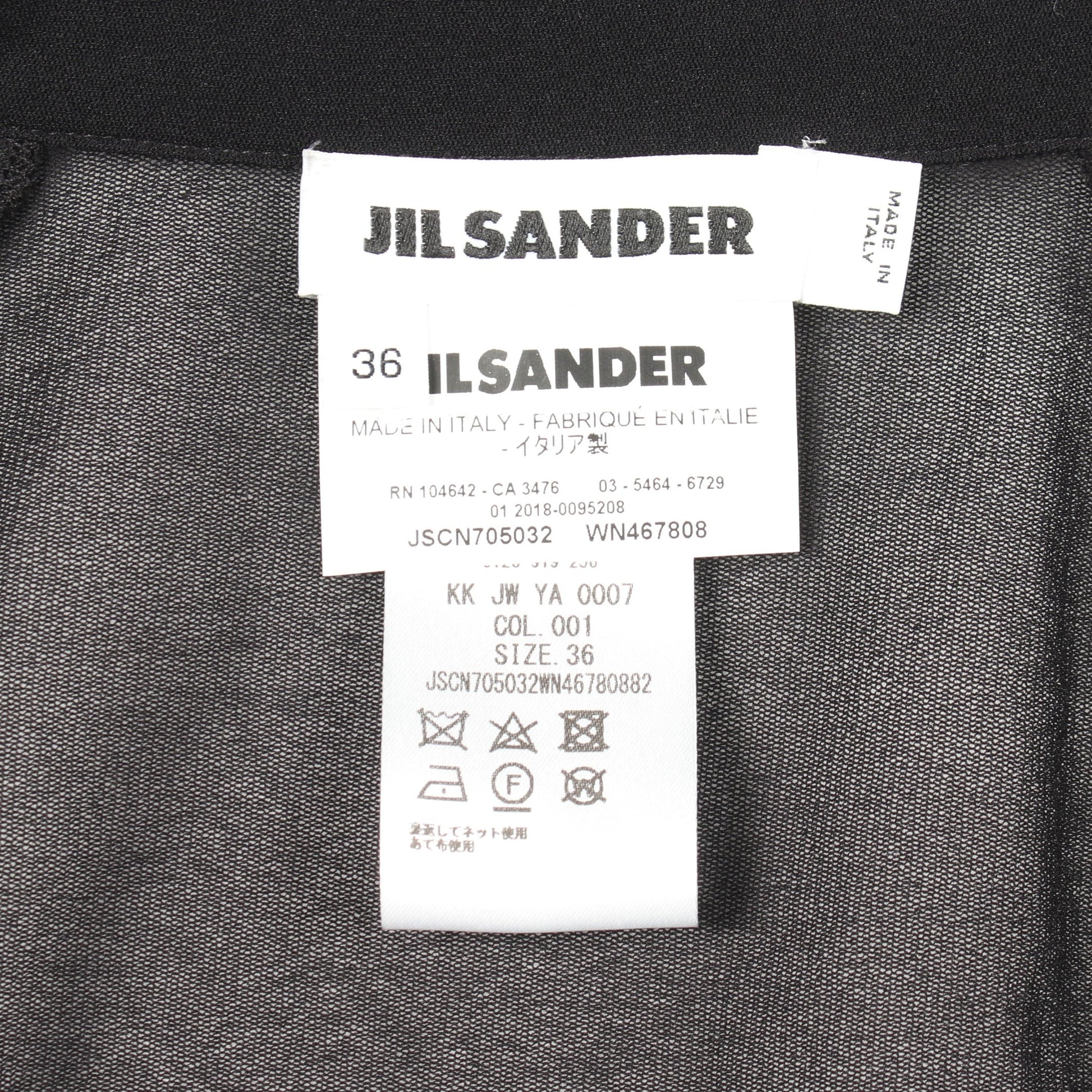 長袖 ブラウス ナイロン ブラック ジルサンダー トップス JIL SANDER