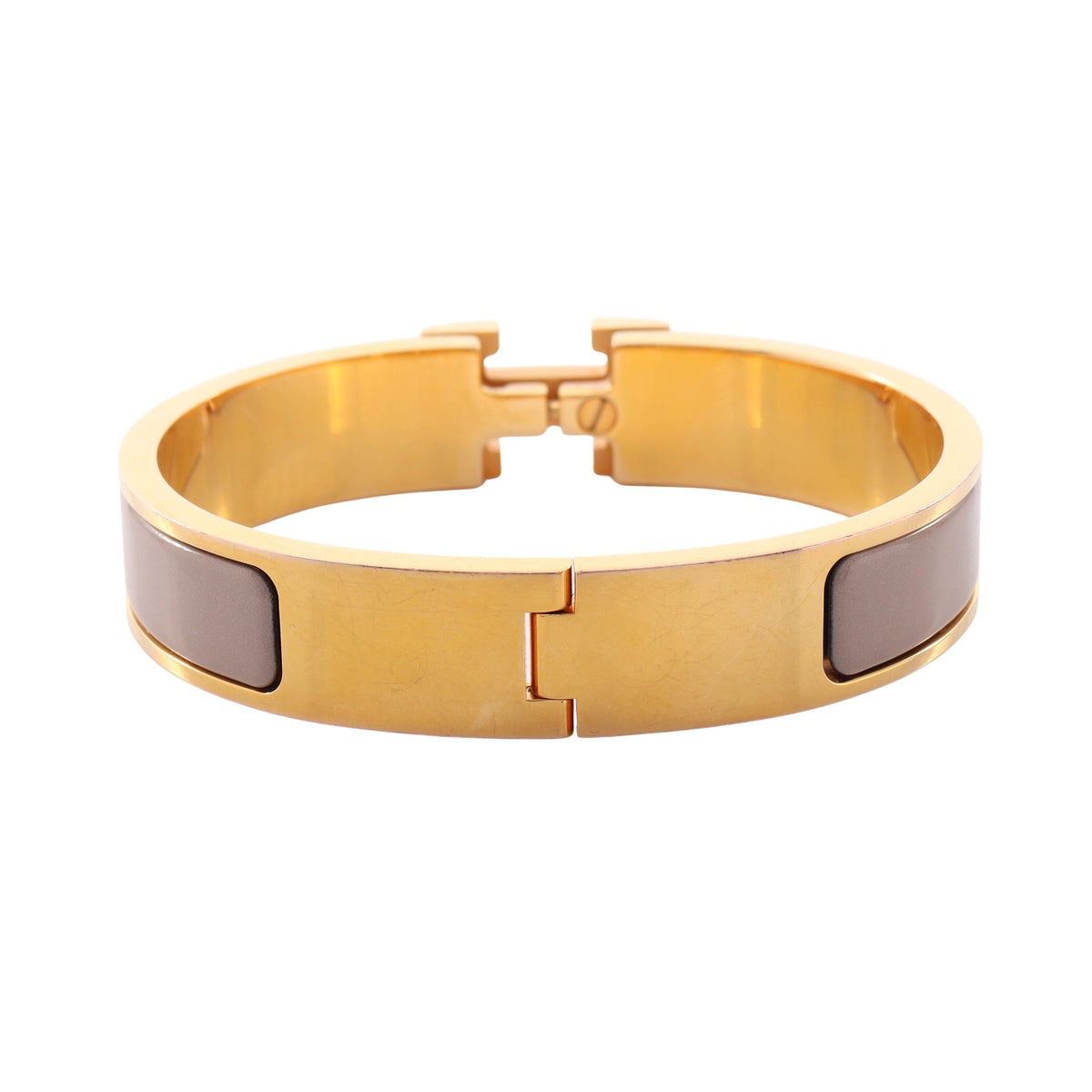 クリッククラックPM バングル GP エナメル ゴールド グレーベージュ エルメス アクセサリー HERMES