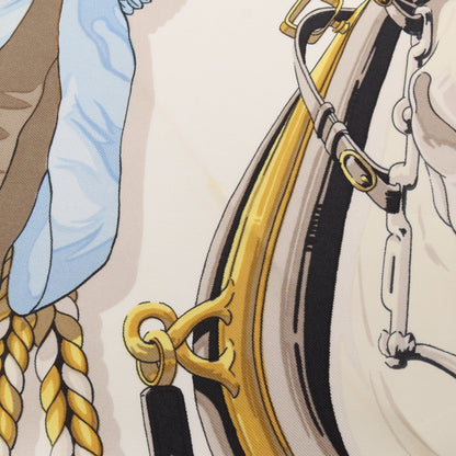カレ90 Frontaux et Cocardes スカーフ シルク ライトグリーン マルチカラー エルメス