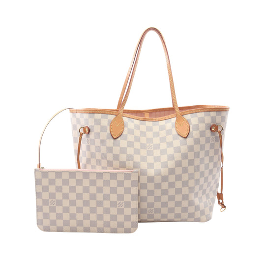 ネヴァーフルMM ダミエアズール ローズバレリーヌ ショルダーバッグ トートバッグ PVC レザー ホワイト ルイヴィトン バッグ LOUIS VUITTON