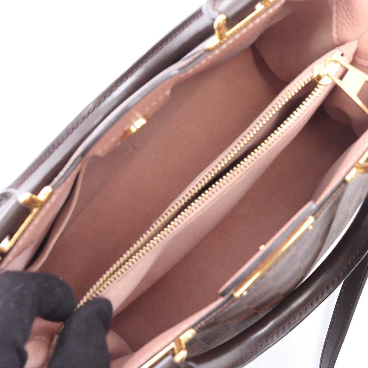 ブリタニー ダミエエベヌ マグノリア 2WAY ハンドバッグ PVC レザー ブラウン ピンク ルイヴィトン バッグ LOUIS VUITTON