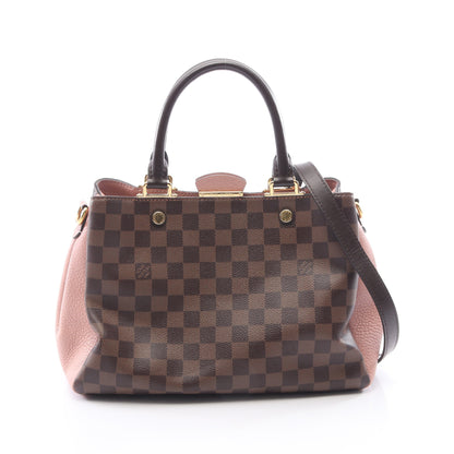 ブリタニー ダミエエベヌ マグノリア 2WAY ハンドバッグ PVC レザー ブラウン ピンク ルイヴィトン バッグ LOUIS VUITTON