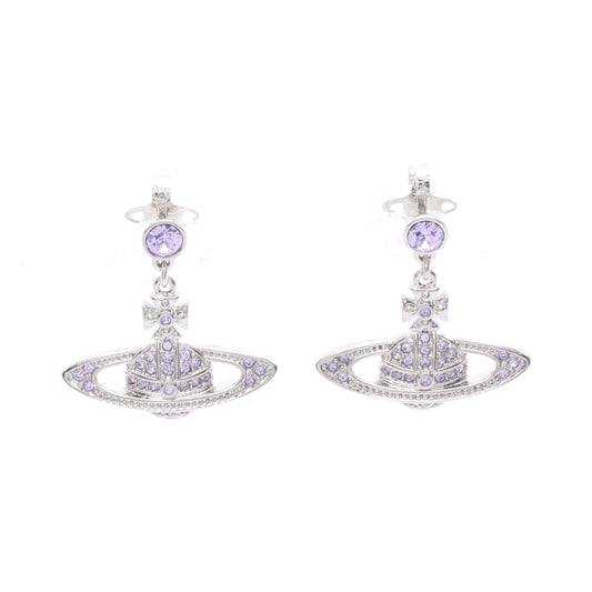MINI BAS RELIEF DROP EARRINGS ミニ バス レリーフ ドロップ ピアス ラインストーン シルバー ライトパープル ヴィヴィアンウエストウッド