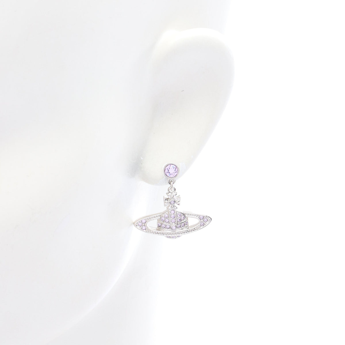 MINI BAS RELIEF DROP EARRINGS ミニ バス レリーフ ドロップ ピアス ラインストーン シルバー ライトパープル ヴィヴィアンウエストウッド アクセサリー Vivienne Westwood