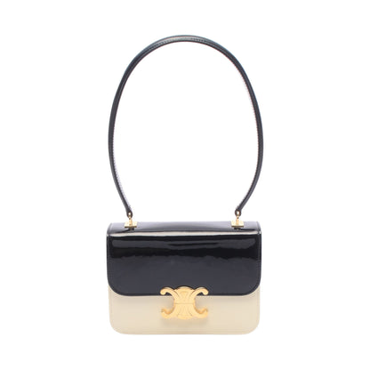 ティーン ギャランス トリオンフ ハンドバッグ エナメルレザー ブラック アイボリー セリーヌ バッグ CELINE