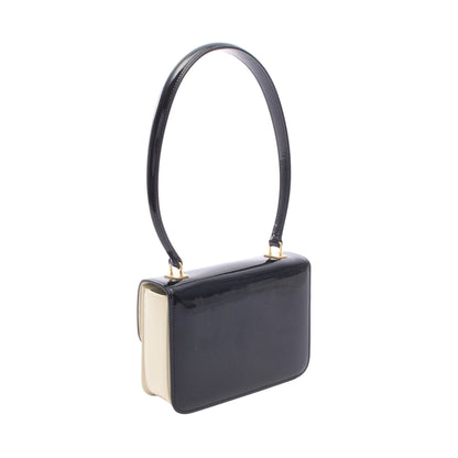 ティーン ギャランス トリオンフ ハンドバッグ エナメルレザー ブラック アイボリー セリーヌ バッグ CELINE